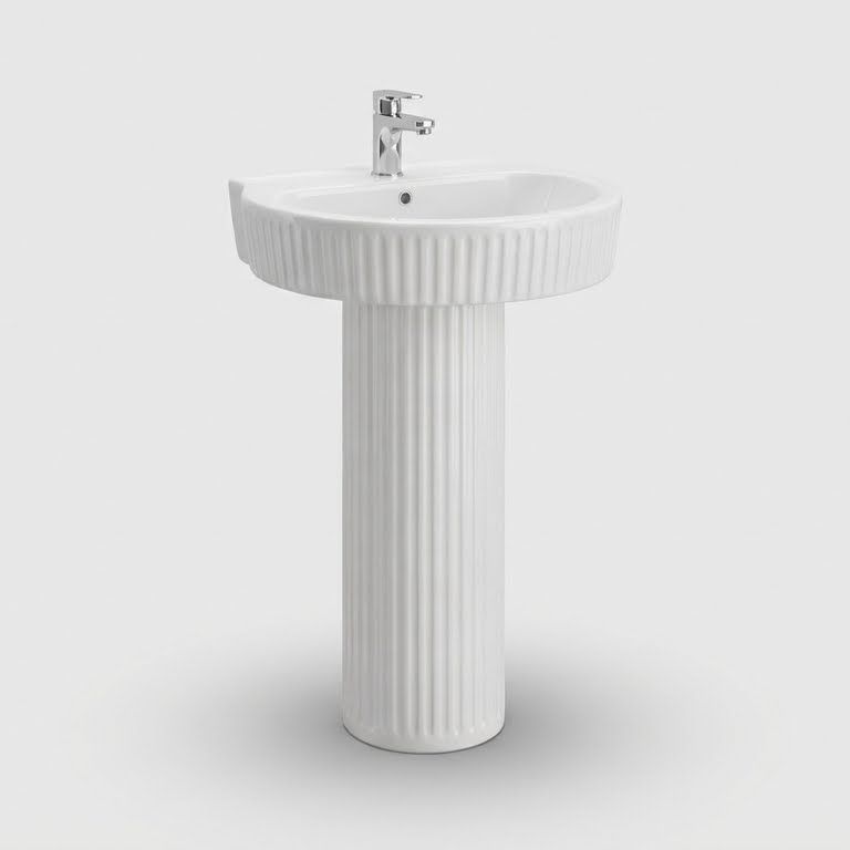 Wash Basin & Pedestal 2016 – Glossy White Ceramic