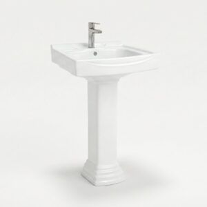 wash basin with pedestal 2032 white ceramic bathroom design Pakistan