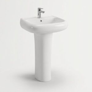 Wash Basin & Pedestal 2044 – Glossy White Ceramic