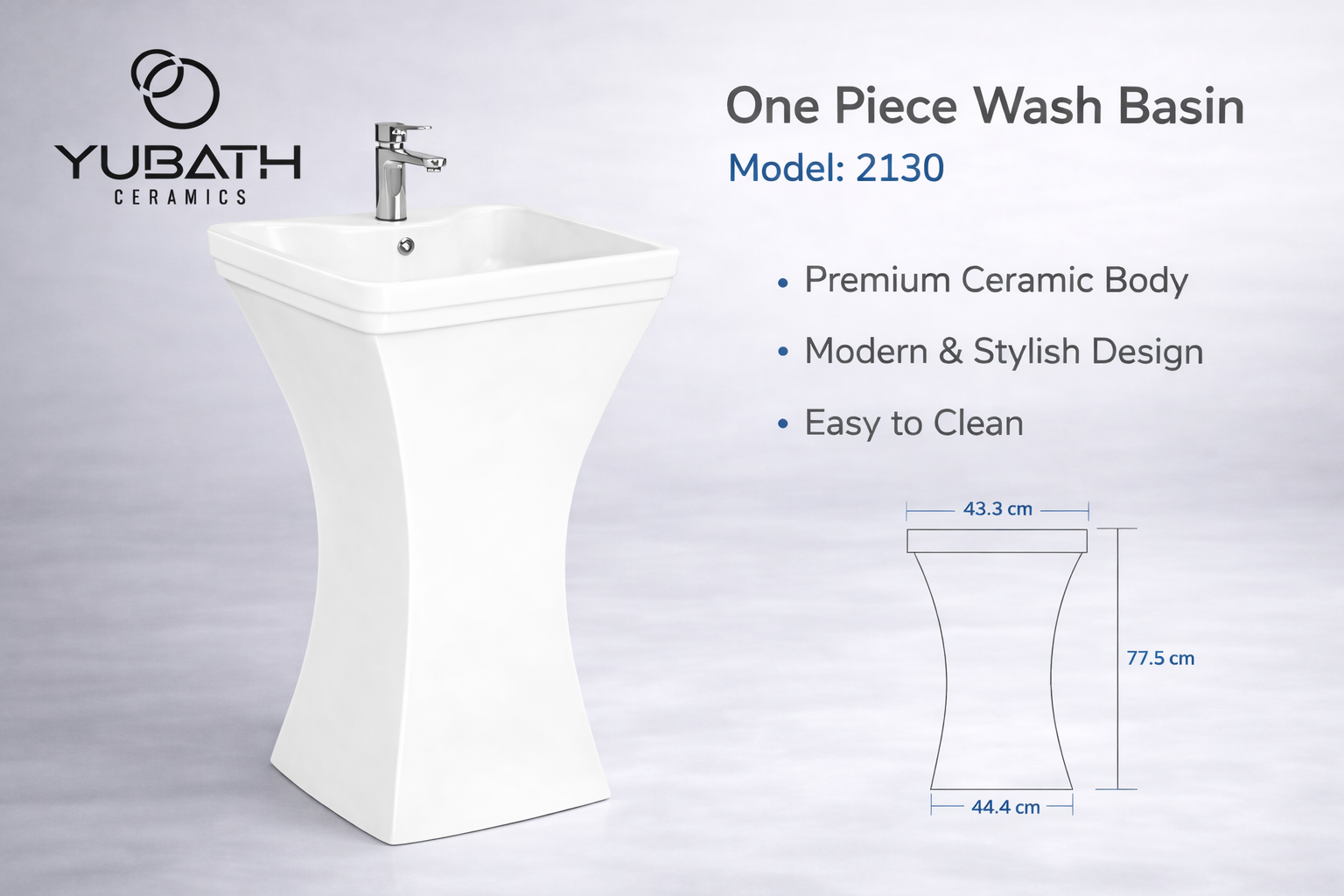 One Piece Wash Basin 2130 | Floor Standing Basin | YUBATH Pakistan 1 ChatGPT Image Feb 5 2026 11 26 26 PM