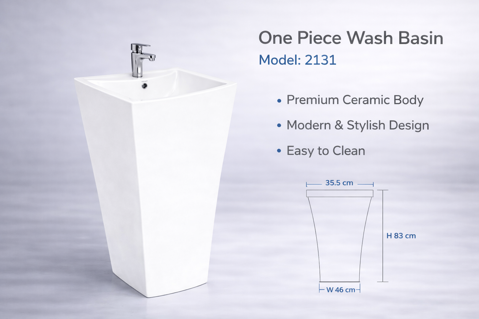 one piece wash basin 2131 by yubath pakistan