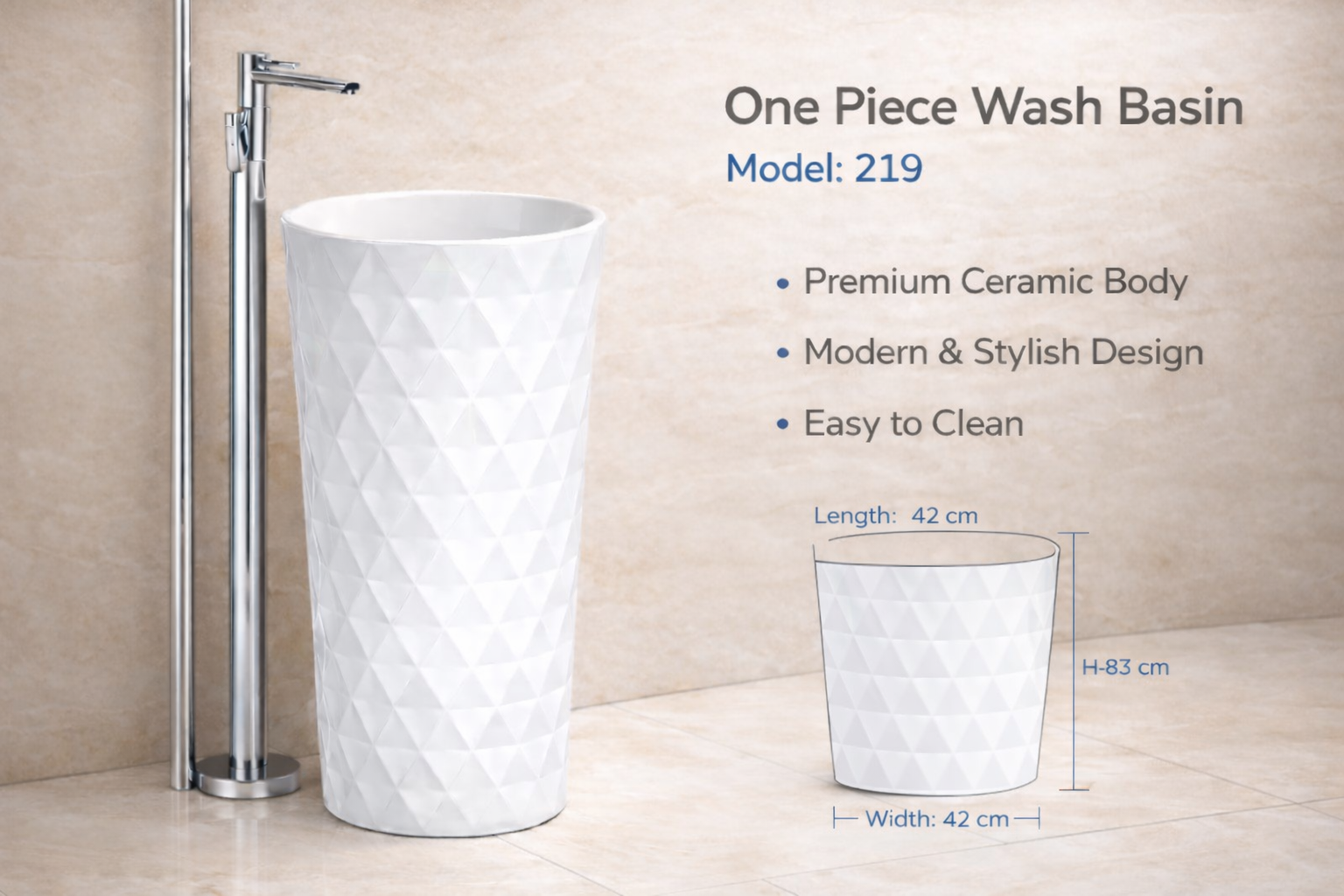 one piece wash basin 219 by yubath pakistan