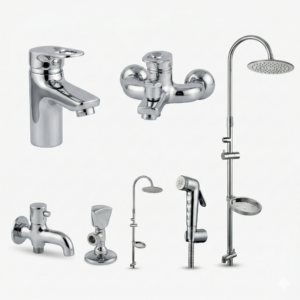 Complete Bathroom Fittings Set Pakistan by YUBATH in luxury chrome finish