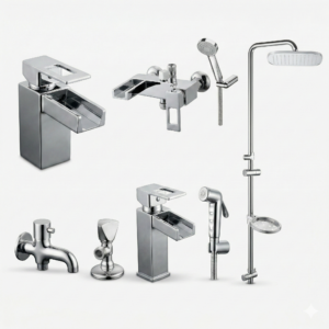 Luxury Chrome Bathroom Fittings Set Pakistan FOUNTAIN Design by YUBATH