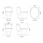 One Piece WC Commode 1029 | Modern Ceramic Toilet | YUBATH Pakistan - Image 2