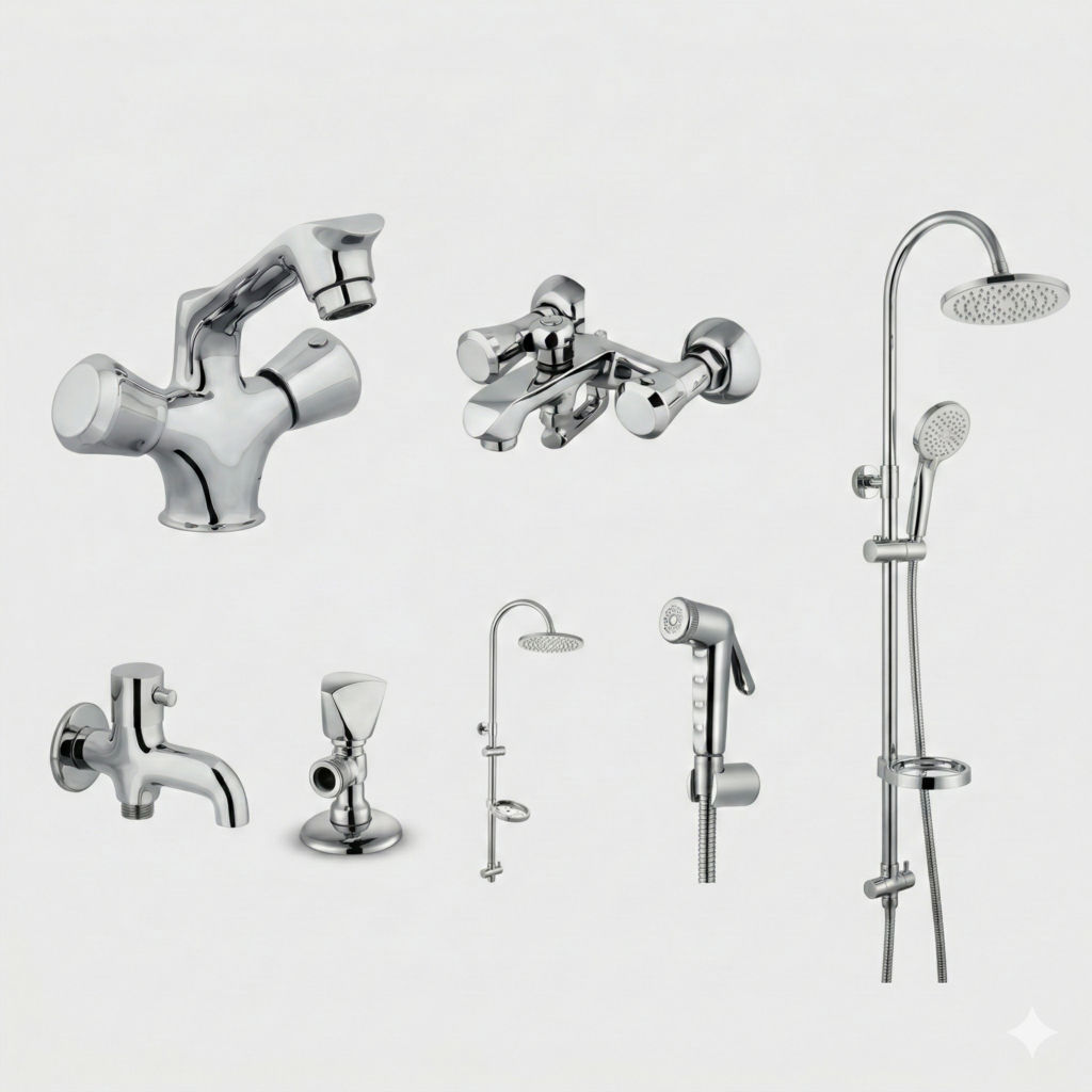 Luxury Chrome Bathroom Fittings Set Pakistan PEARL Design by YUBATH