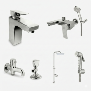 Luxury Chrome Bathroom Fittings Set Pakistan MIAMI Design by YUBATH