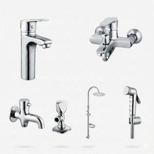 Luxury Chrome Bathroom Fittings Set Pakistan SLEEK Design by YUBATH