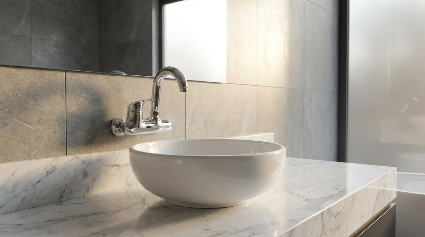 Wall Mounted Sink Mixer 3005 1 YUBATH ceramic bathroom fixtures lifestyle display