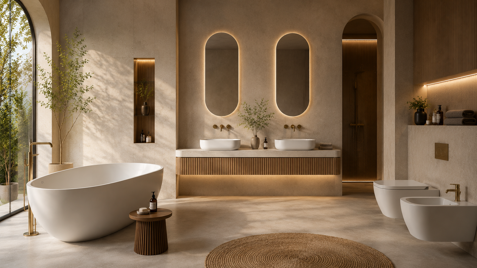 Premium YUBATH bathroom showroom interior with modern basin and luxury fittings