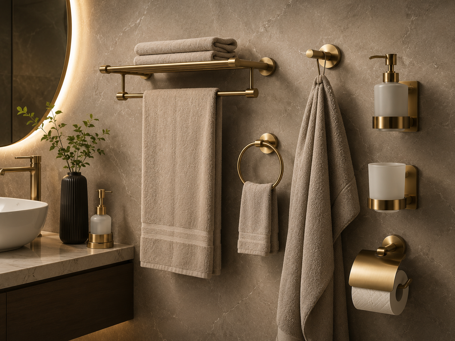 Bathroom Fittings Pakistan 4 YUBATH bathroom accessories finished in brushed brass
