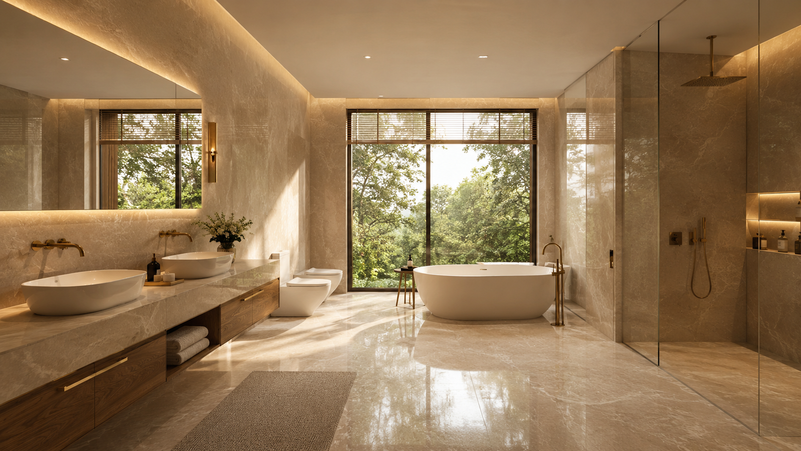 Home 15 Styled YUBATH wash basin in a premium bathroom setting